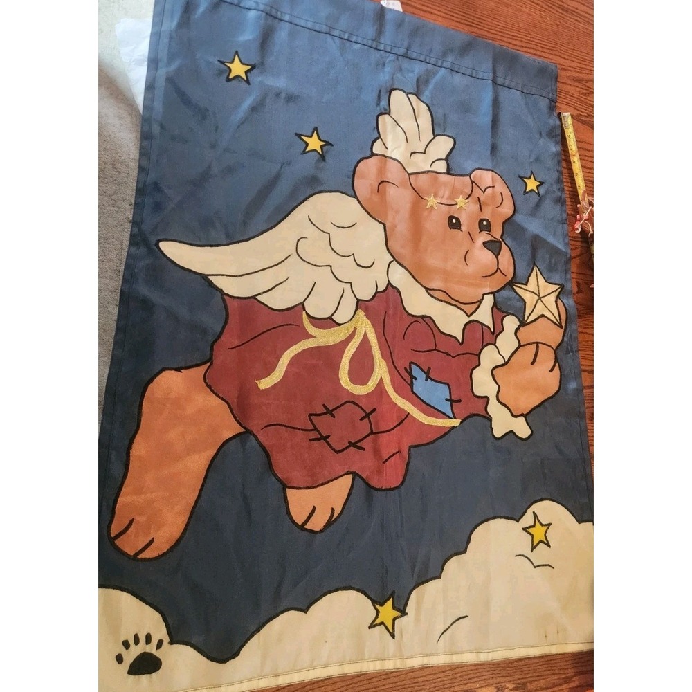 Vintage Angel Bear Garden‎ Flag Christmas 40x28 Kitchy Xmas
